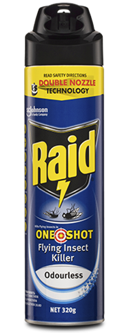 RAID KILLS FLYING INSECTS IN ONE SHOT FLYING INSECT KILLER ODOURLESS